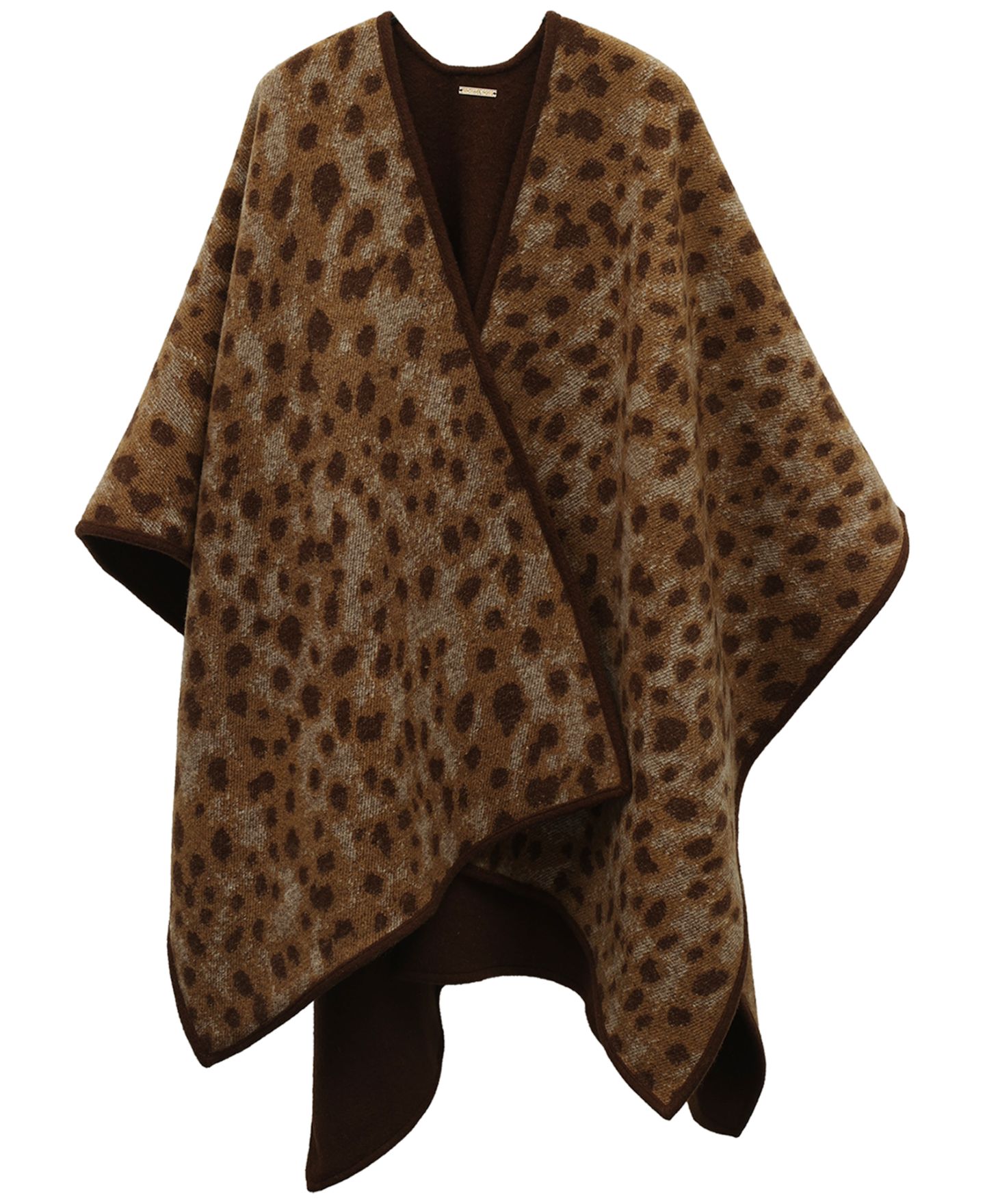 Женские аксессуары Michael Kors Double-Face Leopard-Print Hooded Ruana Wrap, цвет: Шоколадный — фото 5