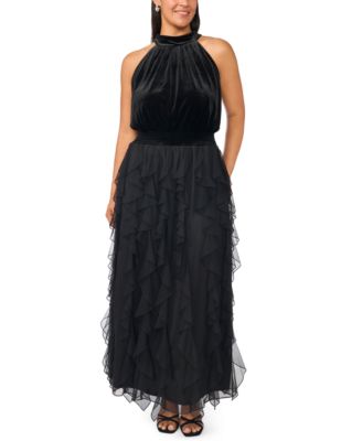 Plus Size Velvet Halter Maxi Dress