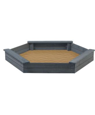 Hexagonal Cedar Sand Box with Rounded Corners for Safety, Ages 18 Months+