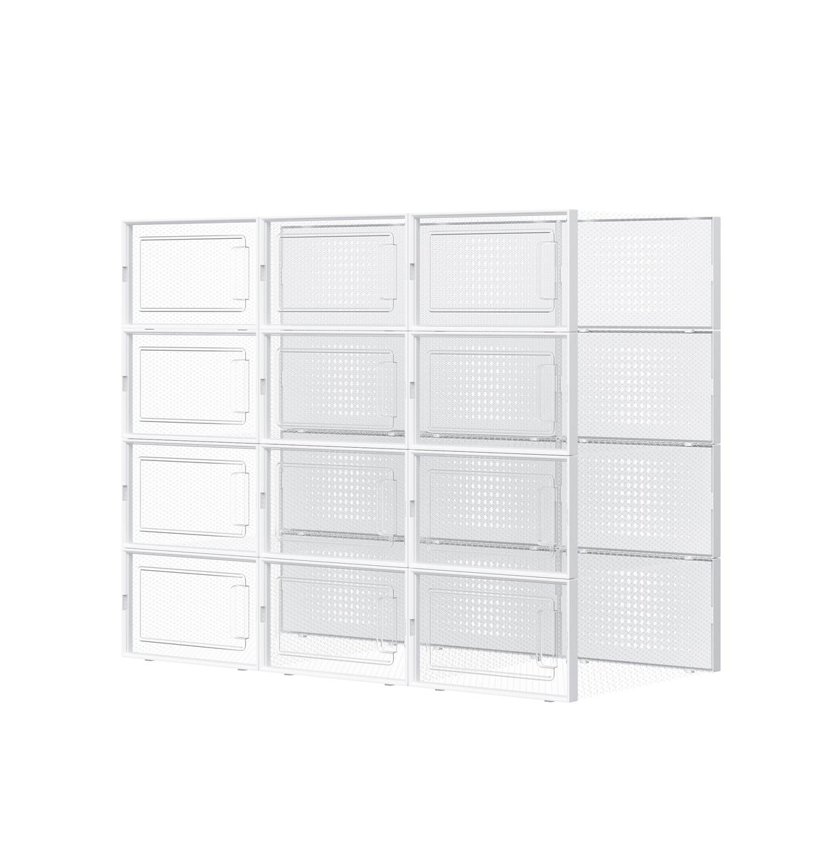 SongmicsHome Songmics Home 12 Pack Clear Plastic Stackable Shoe Boxes, with Front Door
