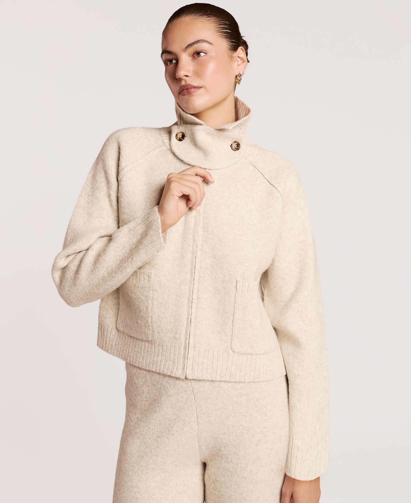 Женский кардиган 4th & Reckless Madeleine Long-Sleeve Full-Zip Funnel-Neck, цвет: Кремовый — фото 3