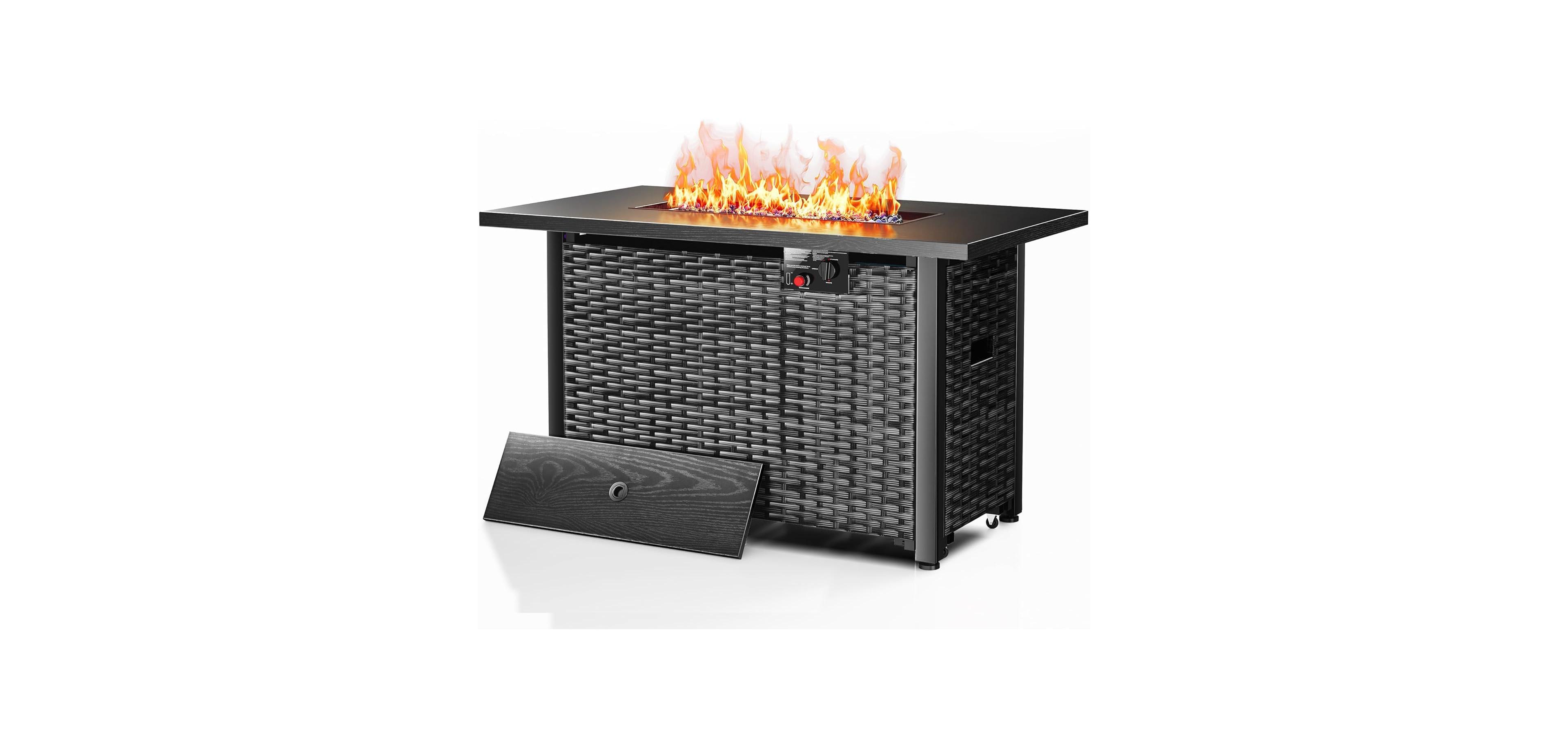 Electactic 42 Inch Propane Fire Pit, 50, 000 Btu Steel Gas Fire Pits