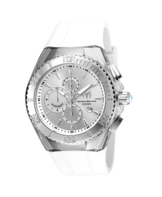 Men's Quartz Cruise Star White Rubber Watch, 45mm