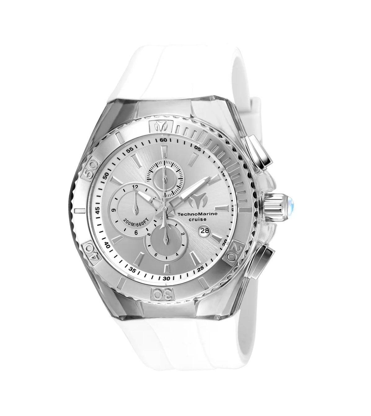 TechnoMarine Men's Quartz Cruise Star White Rubber Watch, 45mm - Silver