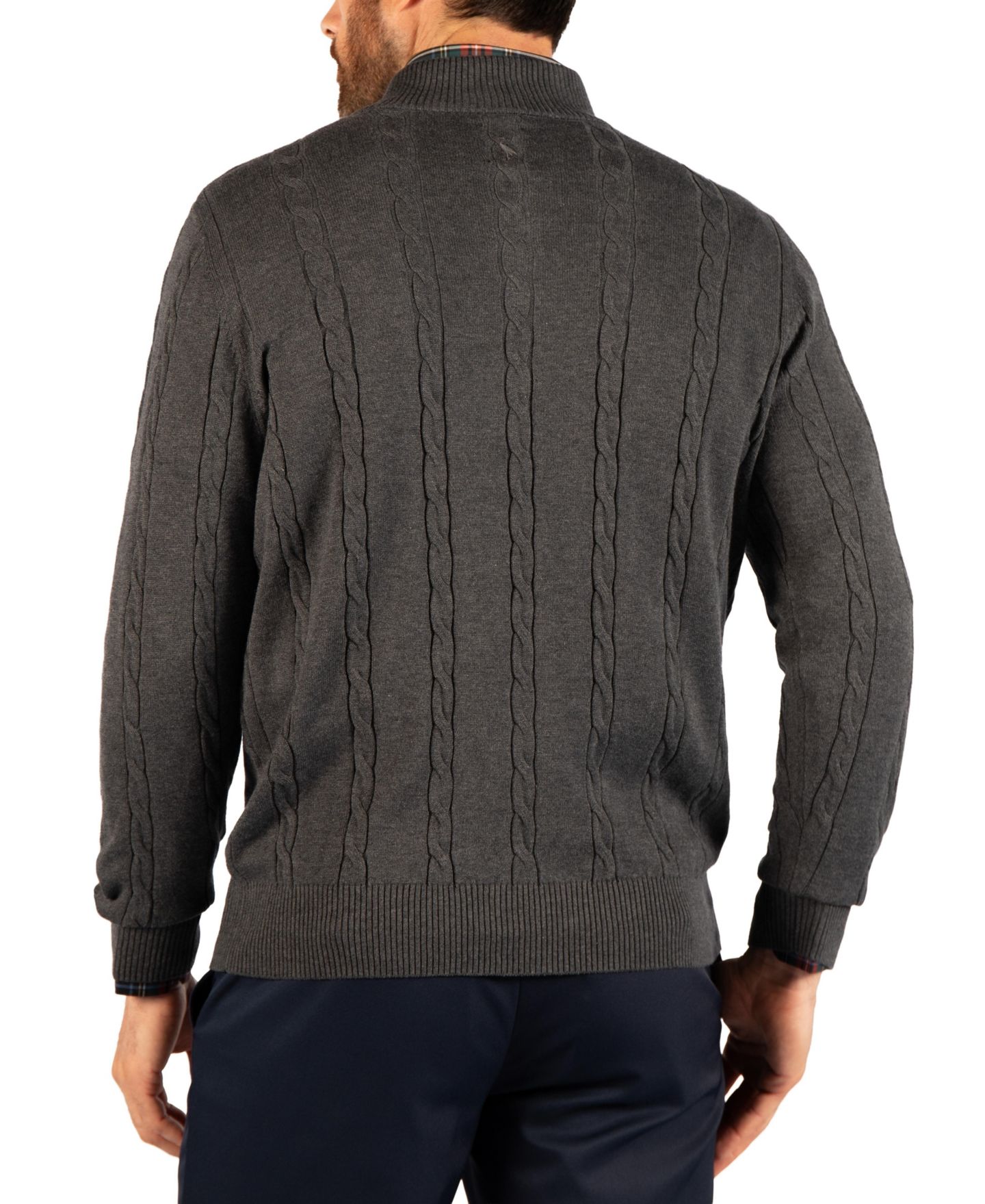 Мужской свитер Tailorbyrd Cable Knit Quarter Zip, цвет: Угольный — фото 2