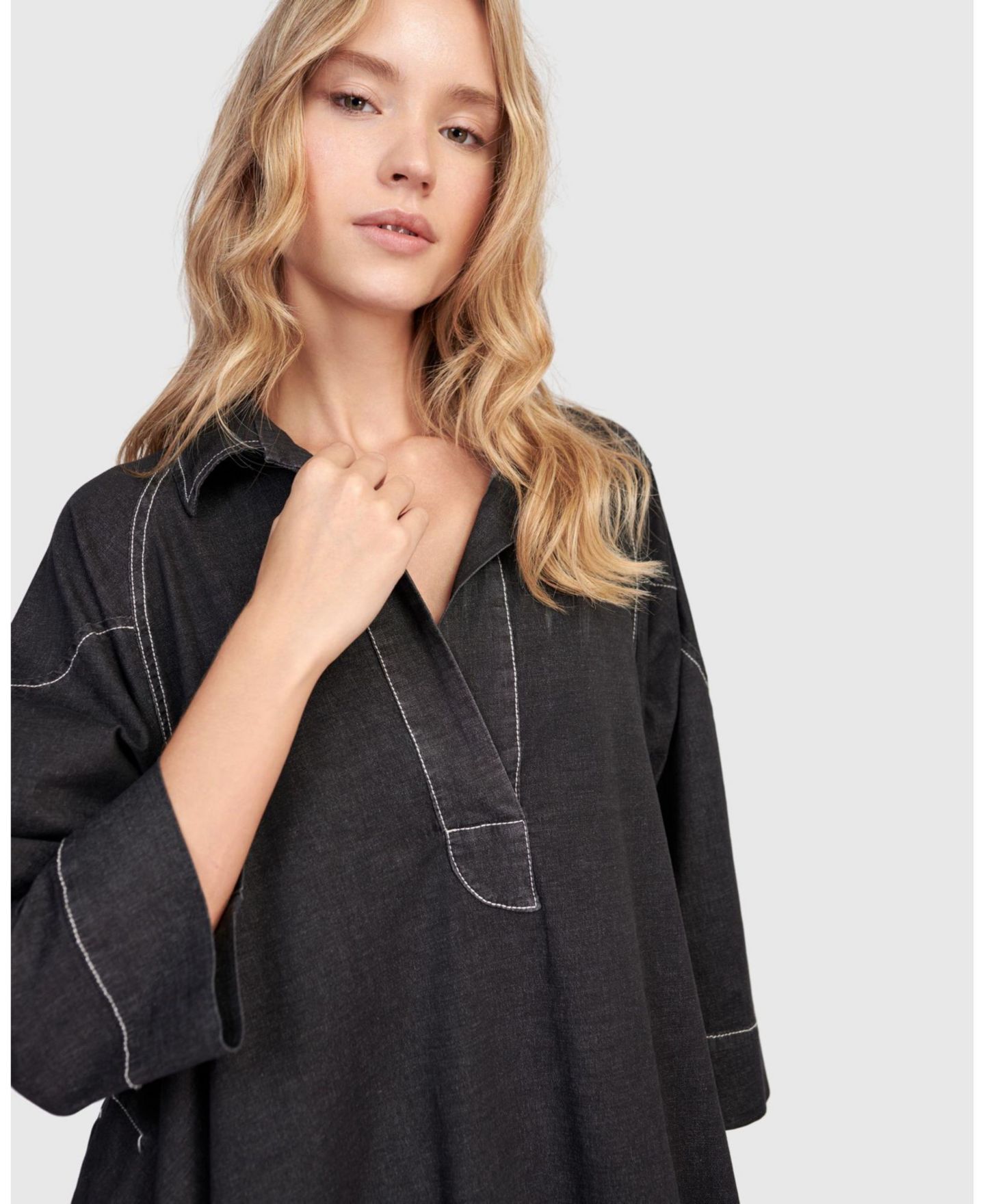Женское платье Alembika Panama Oversized Shirt Dress, цвет: Чёрный — фото 8