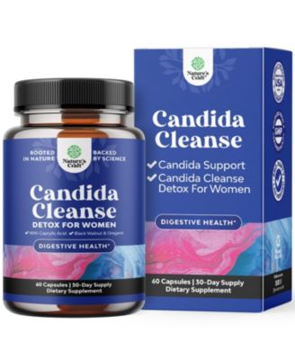 Candida Herbal Supplement with Caprylic Acid, Black Walnut, Wormwood and Oregano - Prebiotic and Probiotic Blend - 60 Count