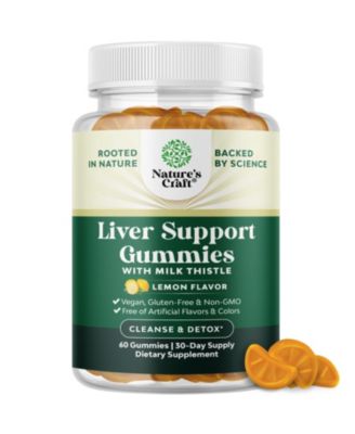 Liver Support Gummies with Milk Thistle, Artichoke, Turmeric Curcumin and L-Carnitine, Sweet Lemon - 60 Count