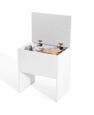 Padded Vanity Stool with a Flip-Top Storage Compartment