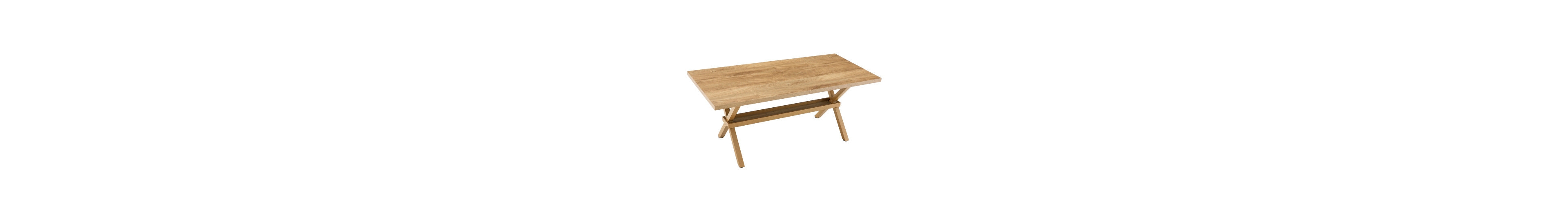 Flynama Light Wood Grain Mdf Dining Table with X-Shaped Metal Bracket