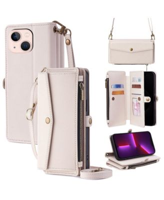 iPhone 12-17 5-in-1 Faux Leather Wallet Case with Card Slots and Straps
