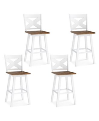 Set of 4 Rubberwood Swivel Barstools Featuring Extra-Large Seats