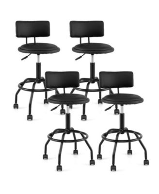 Set of 4 Height-Adjustable Swivel Bar Stools with Rolling Wheels