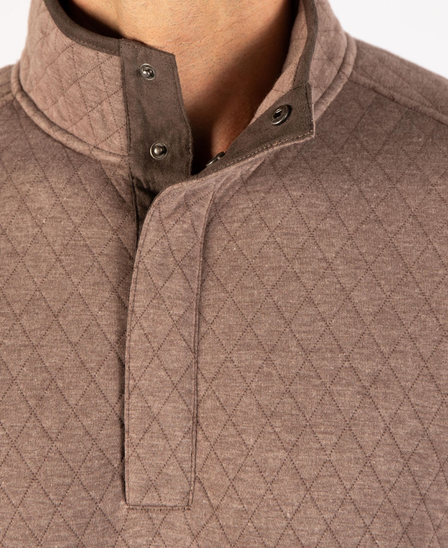 Мужской свитер Tailorbyrd Quilted Knit Hidden Snap Pullover with Suede Trim Sweaters, цвет: Коричневый — фото 4