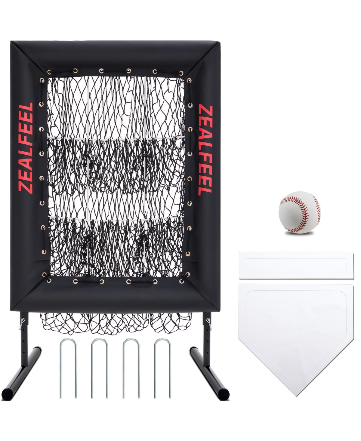 Baseball Pitching Net Pro, 9 Hole Pitching Net with Strike Zone Target, 5 Height Adjustable, Portable Easy Setup Trainer Net