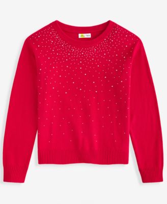 Girls' XS-XL Embellished Long-Sleeve Sweater