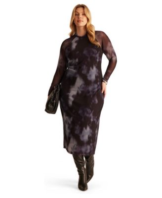Women's Cove Printed Mesh Bodycon Midi Dress