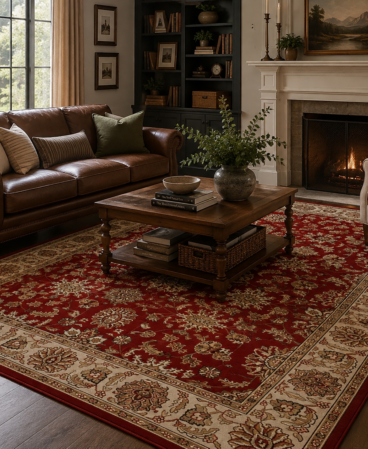 Closeout!! Km Home Pesaro Meshed Red 3'3" x 4'11" Area Rug