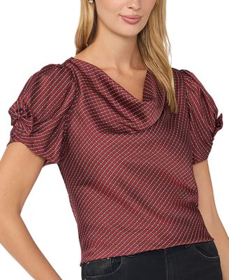Women's Cowl Neck Satin Bow-Detail Blouse