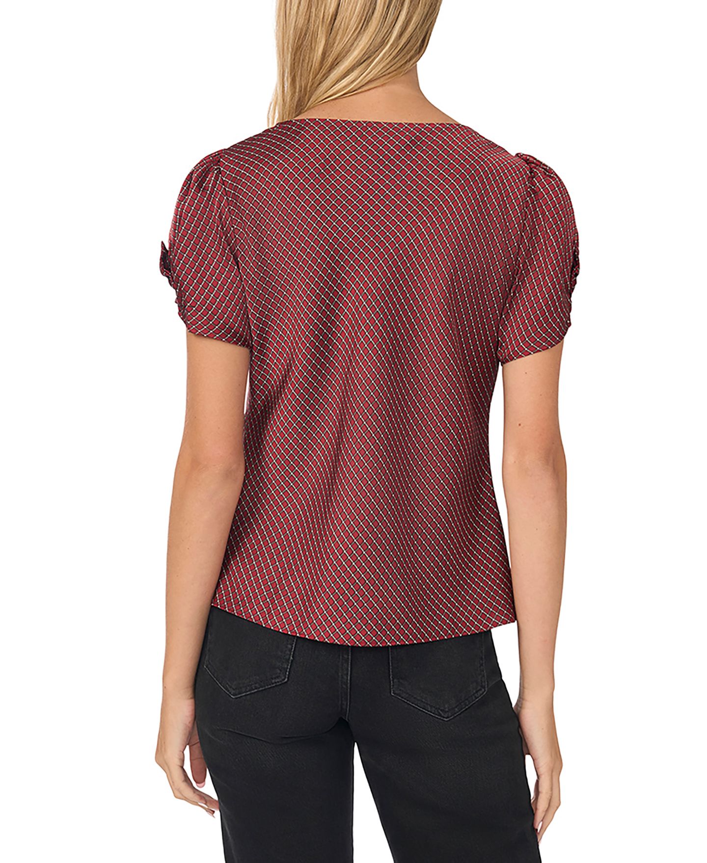 Женская блузка CeCe Cowl Neck Satin Bow-Detail Blouse, цвет: Шелковичный красный — фото 3