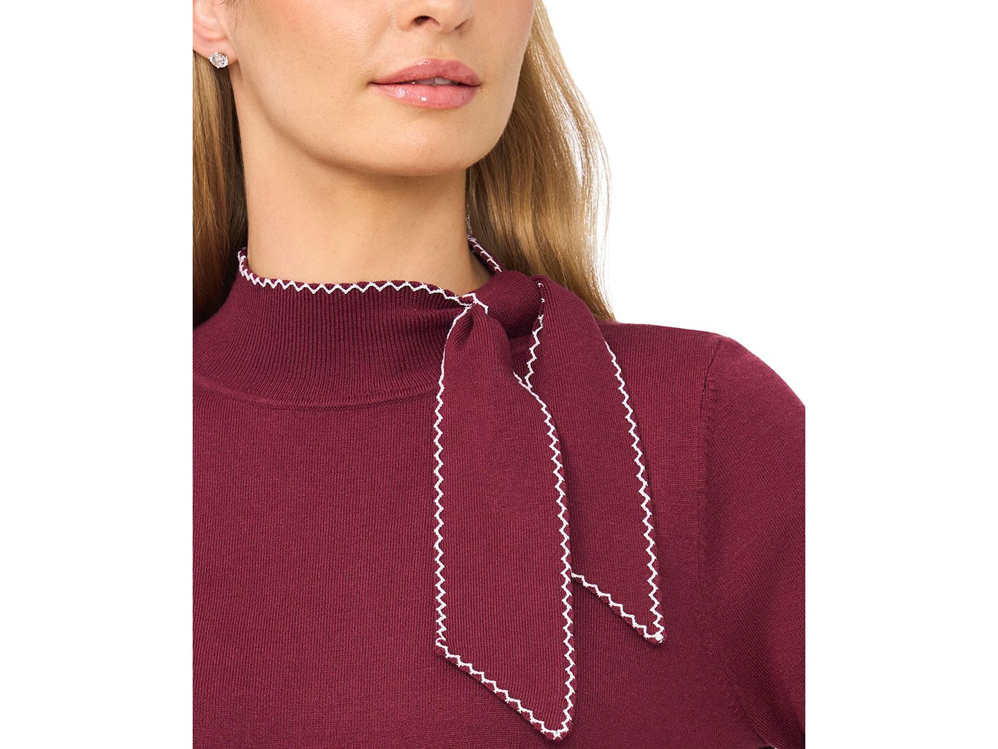Женский свитер CeCe Scarf Tie Neck, цвет: Тёмно-синий — фото 13