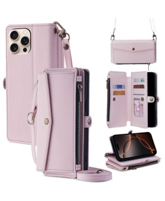 Removable Wrist and Crossbody Straps Wallet Case for iPhone 12-17
