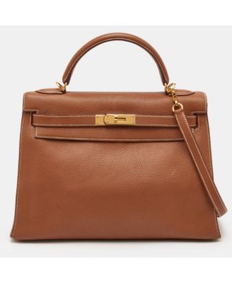 Kelly Sellier 32 Top-Handle Togo-Leather Large Satchel