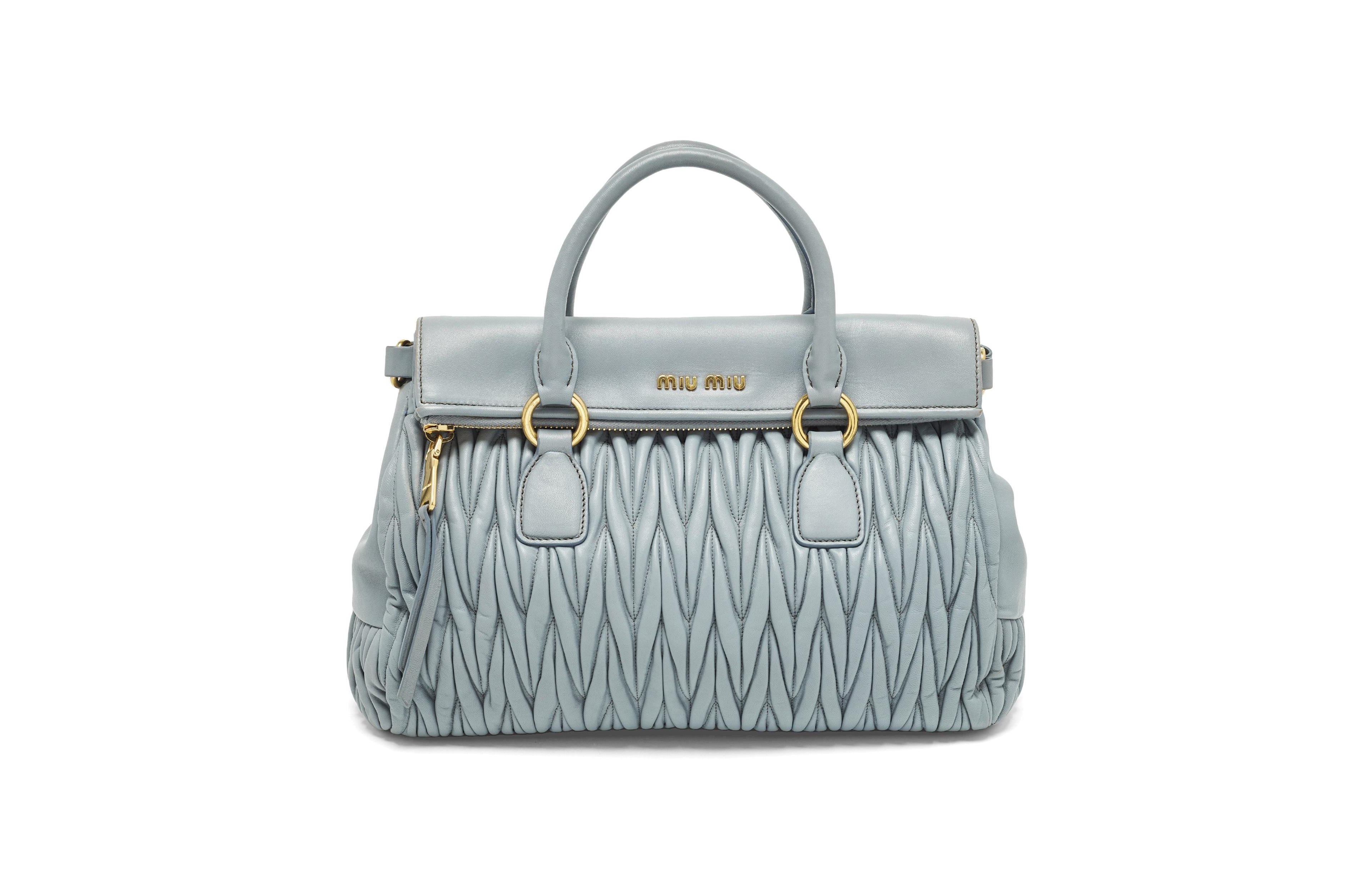 Pre-Owned Miu Miu Women's Matelasse Leather Zip Top Satchel