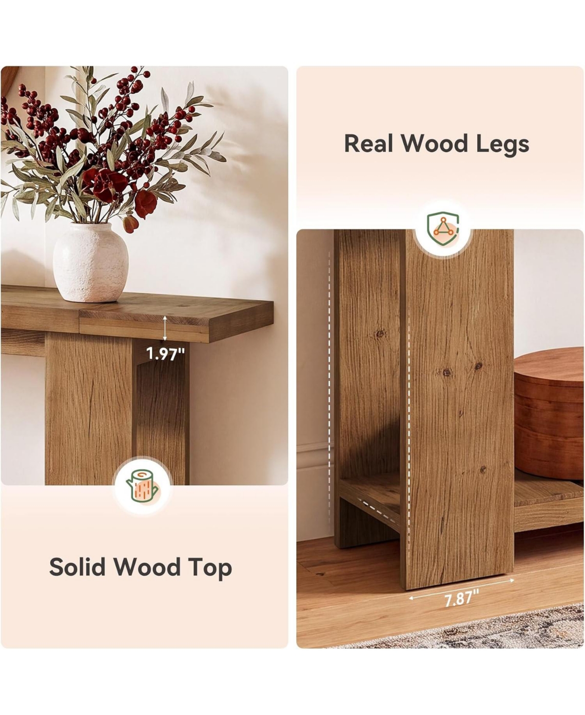Tribesigns Solid Wood Console Sofa Table, Farmhouse Long Entryway Table Behind Couch