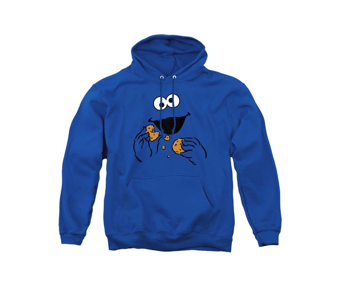 Мужское худи Sesame Street Cookie Monster Om Nom Face Graphic Long-Sleeve Pull-Over, цвет: Королевский синий — фото 1
