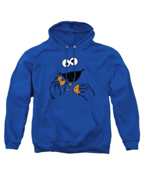 Мужское худи Sesame Street Cookie Monster Om Nom Face Graphic Long-Sleeve Pull-Over, цвет: Королевский синий