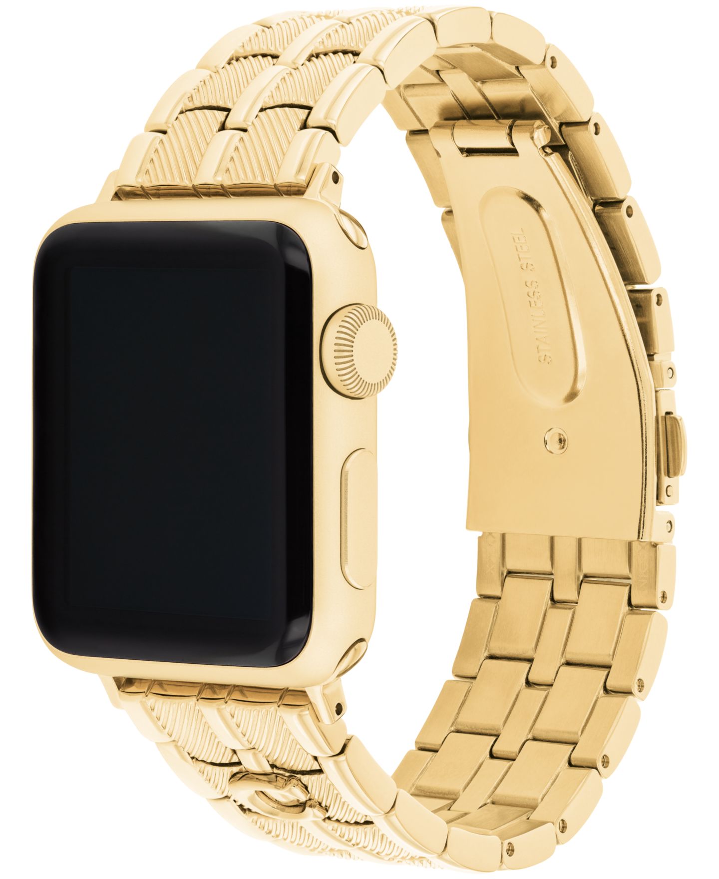 Женские ремешки для часов COACH Gold Stainless Steel Bracelet Smart Apple Watch 38mm — фото 2