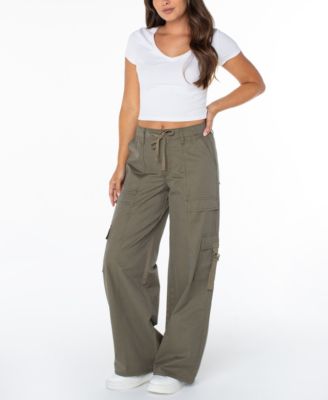 Juniors' Butter Twill Wide-Leg Cargo Pants