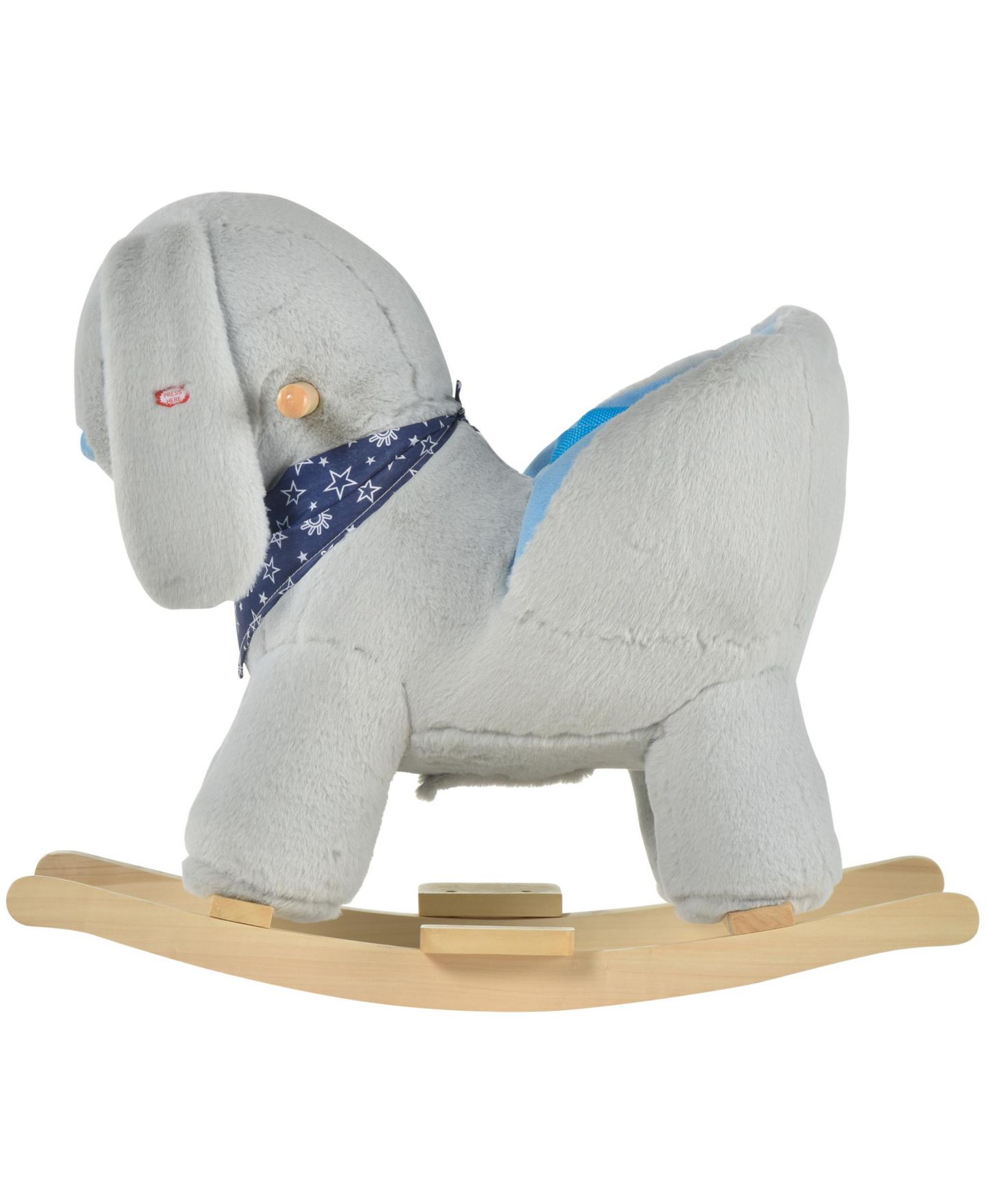 Детские мягкие игрушки Glintex Kids Rocking Horse Bunny Rocker with Lullaby Music, Plush Ride-On Toy with Wood Base and Seat Belt for Toddlers 18-36 Months, Grey, цвет: Серый — фото 10