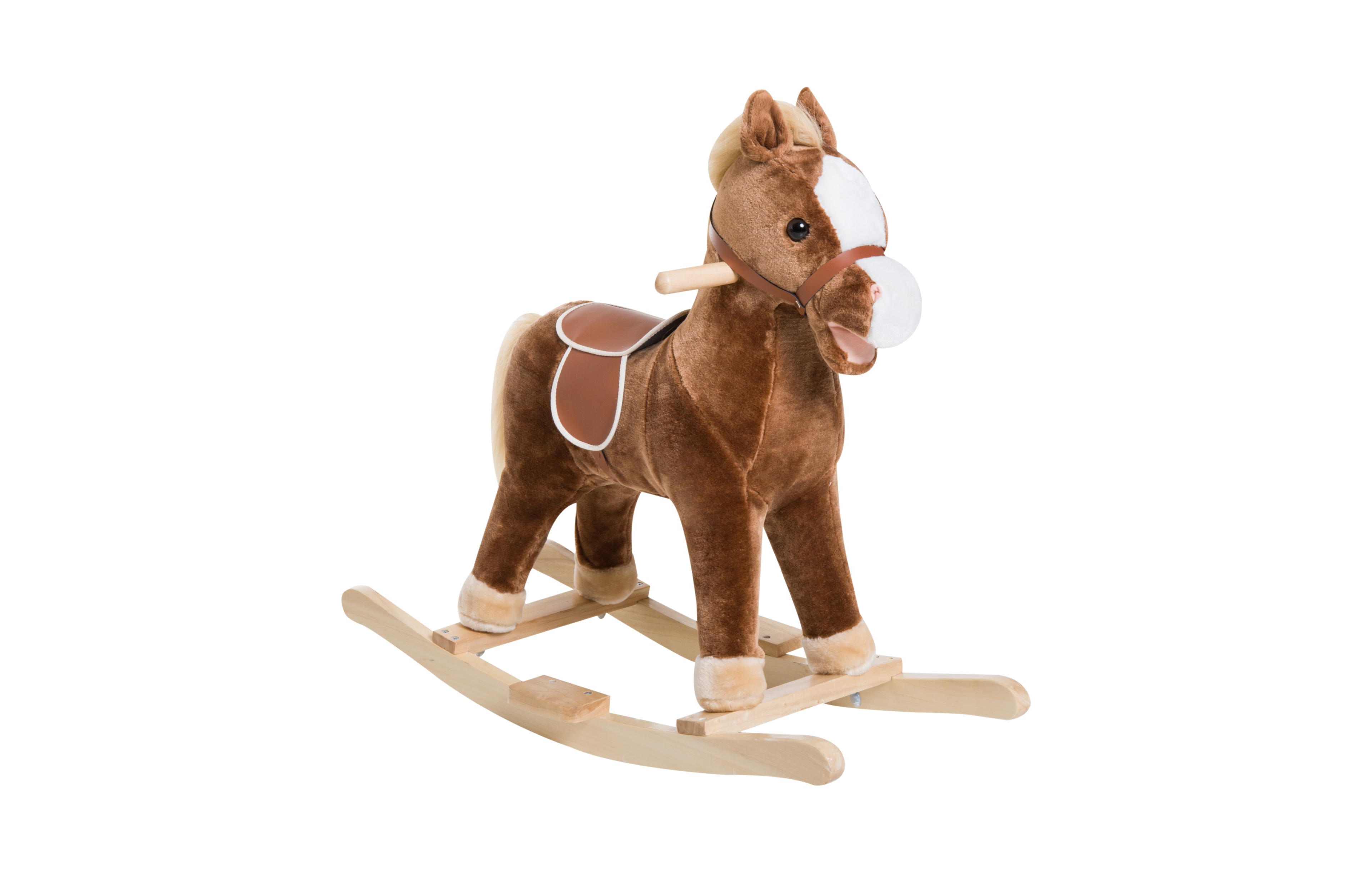 Glintex Ride On Rocking Horse Plush Rocker With Realistic Sounds, Holds 88 lbs, Ages 3+