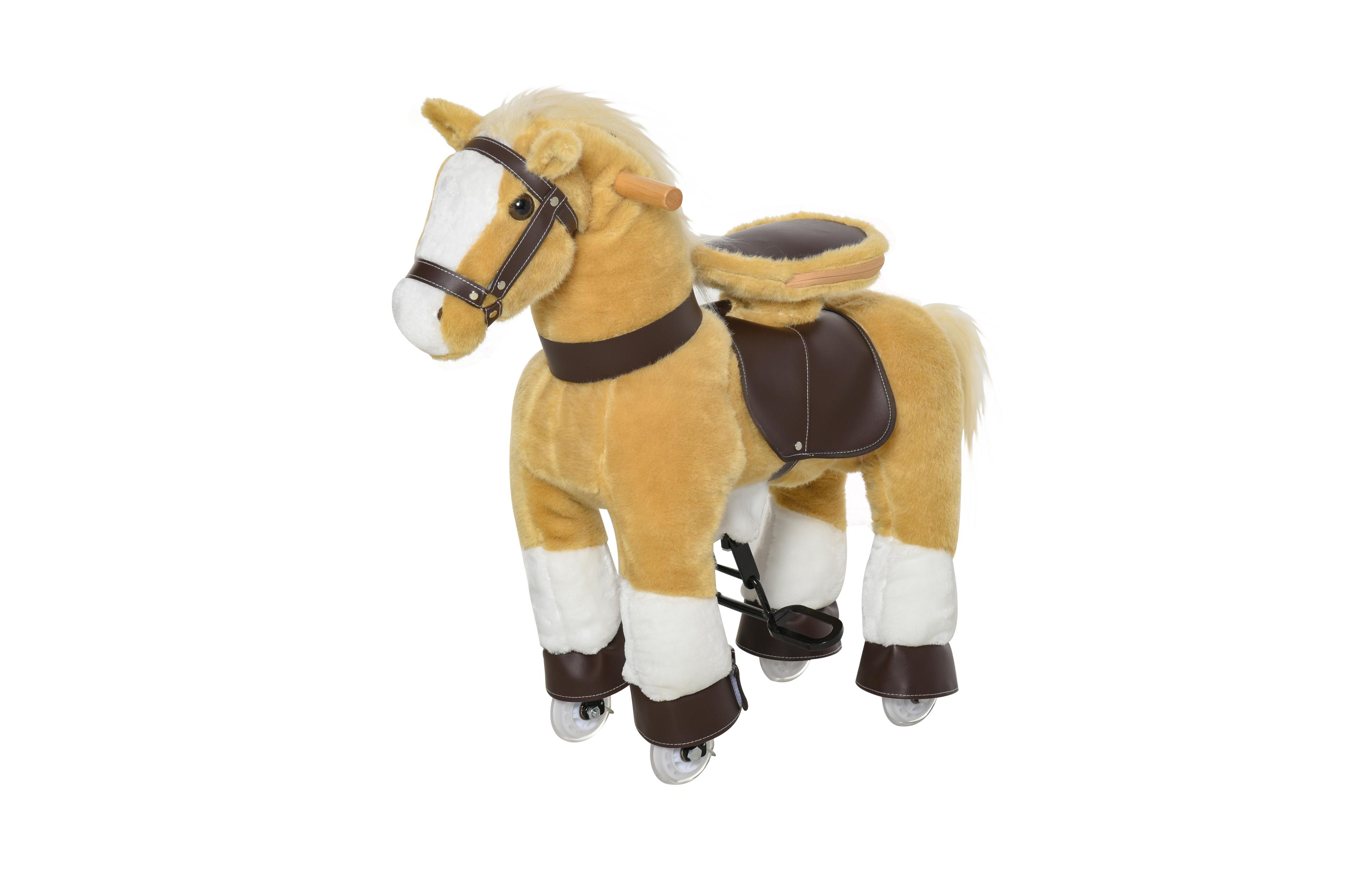 Glintex Ride On Walking Horse Plush Toy with Pedal Drive and Steering Handlebars, Holds 130 lbs, Ages 3-8