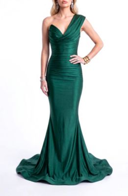 Women's One-Shoulder Draped Mermaid Gown