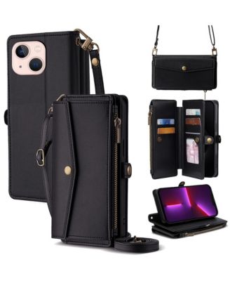 Crossbody Strap Wallet Case for iPhone 12-17