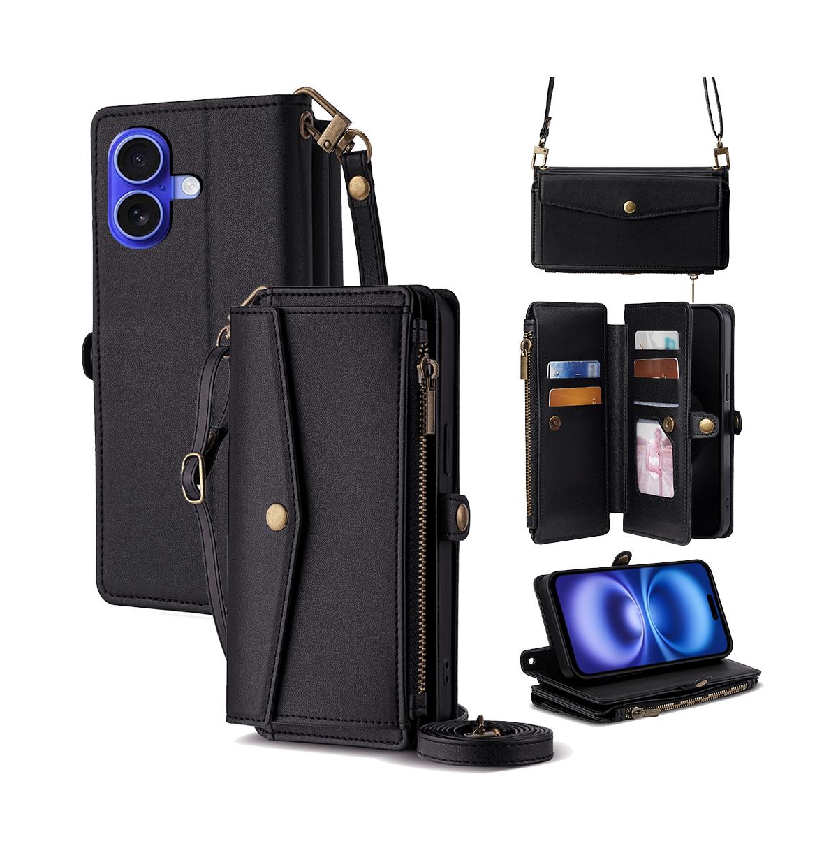 Artudatech Wallet with Wrist & Crossbody Straps Phone Case for iPhone 12-17