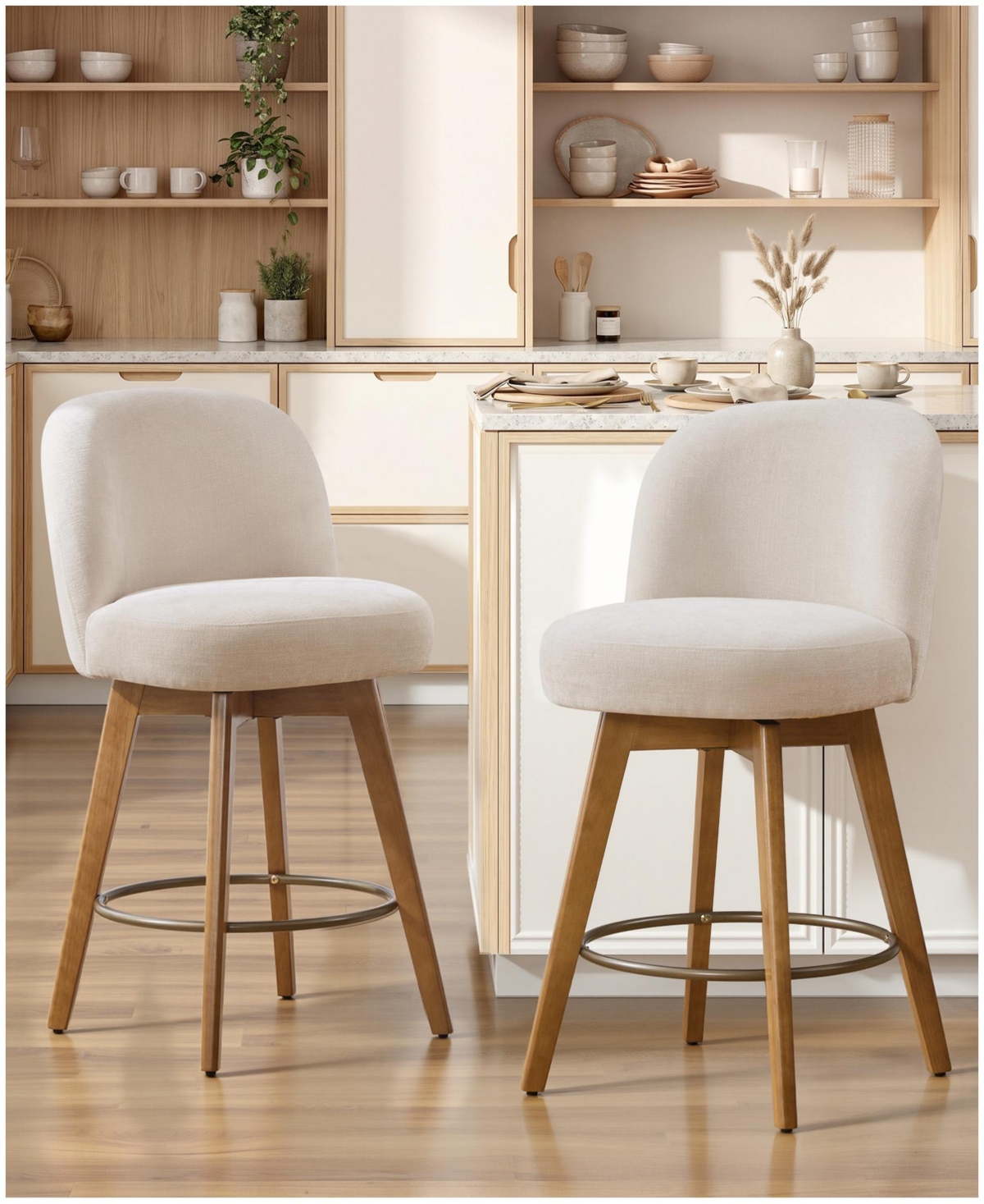 Bekrvio 26" Mid-Century Swivel Counter Height Bar Stools