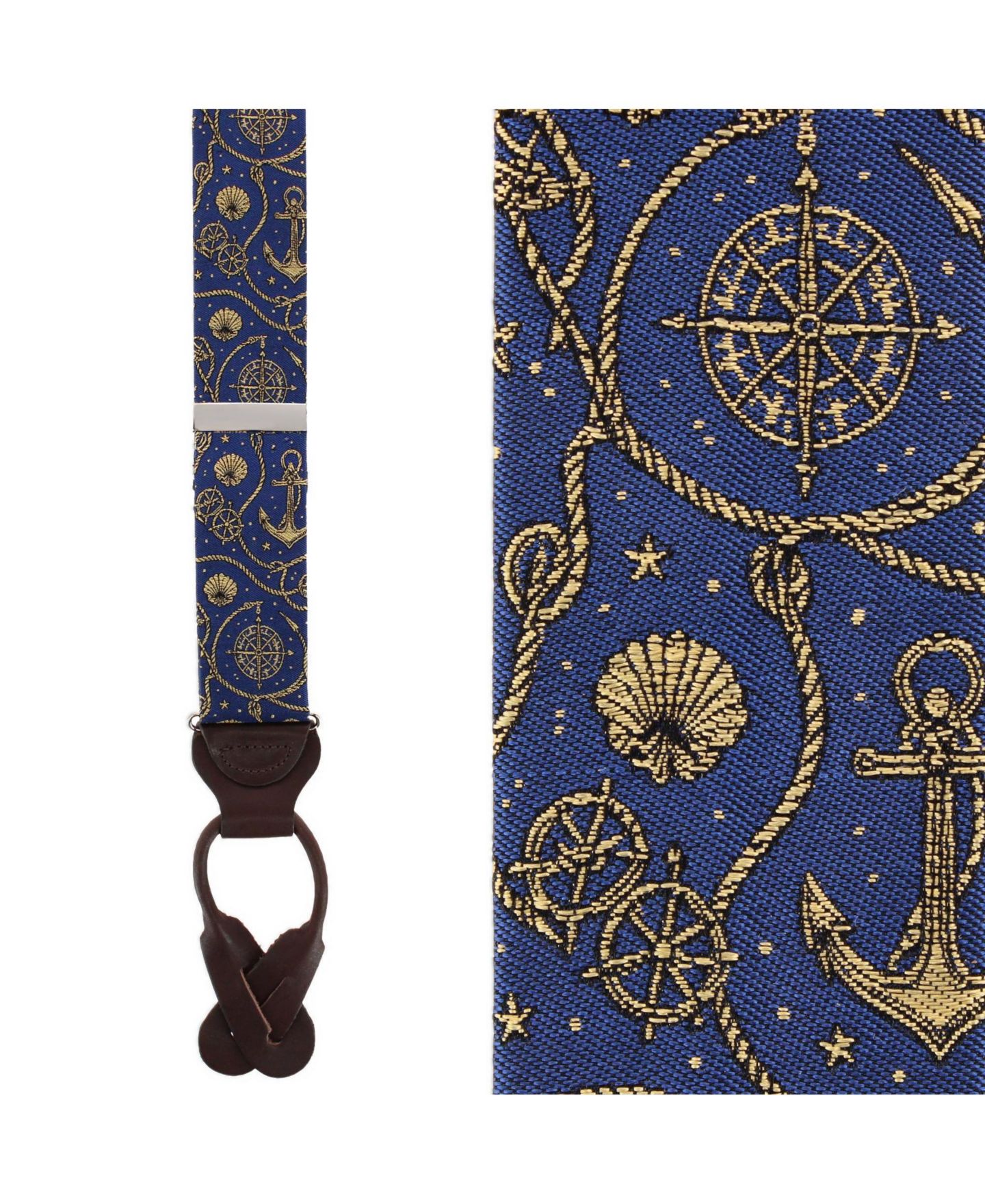 Мужские подтяжки TRAFALGAR Silk Novelty Leather Button End Suspenders, цвет: Тёмно-синий — фото 3