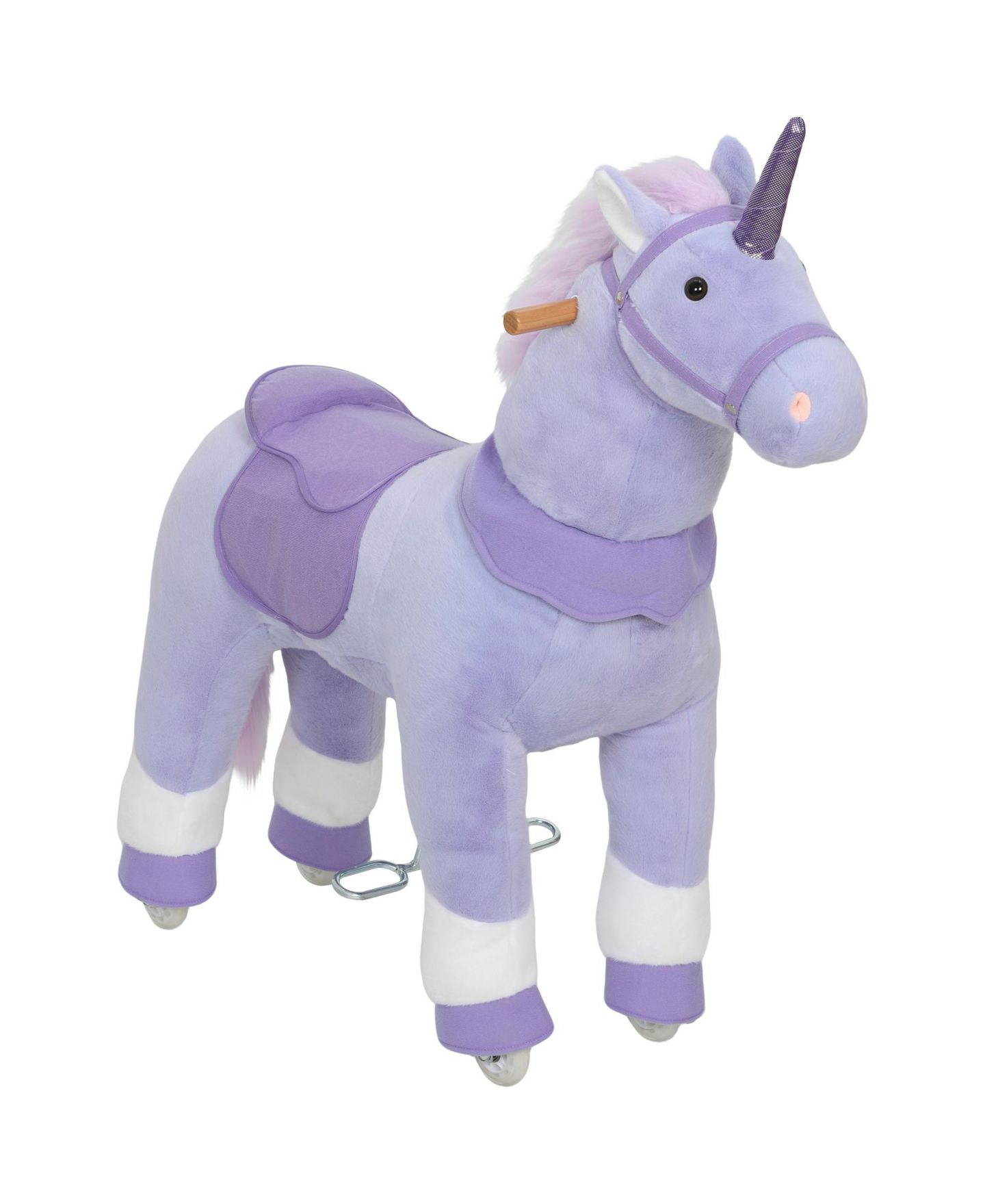 Детская мягкая игрушка Glintex Ride On Unicorn Toy for Kids 4-7, 37.8 in Plush Rocking Horse with Wheels and Pedal Drive, No Batteries Required, цвет: Фиолетовый — фото 1
