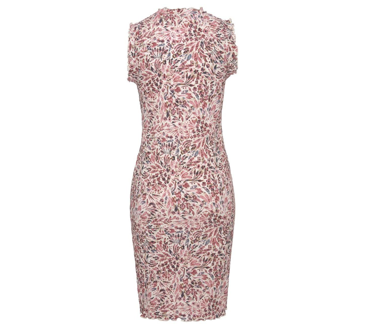 Женское платье Lascana Floral-Print High-Neck Crepe, цвет: Розовый / Кремовый — фото 5