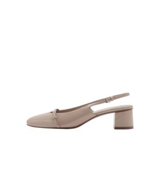 Block Heel Slingback Faux Leather Pumps