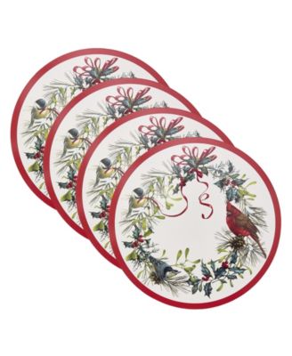 Holiday Winter Greetings Round Cork Placemats, Set of 4