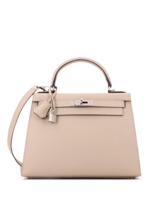 Pre-Owned HERMES Pre-Owned Hermes Kelly 28 Handbag Light Epsom with Palladium Hardware