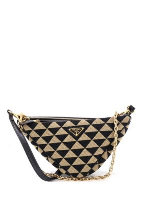 Double Symbole Mini Leather and Jacquard Triangle Bag