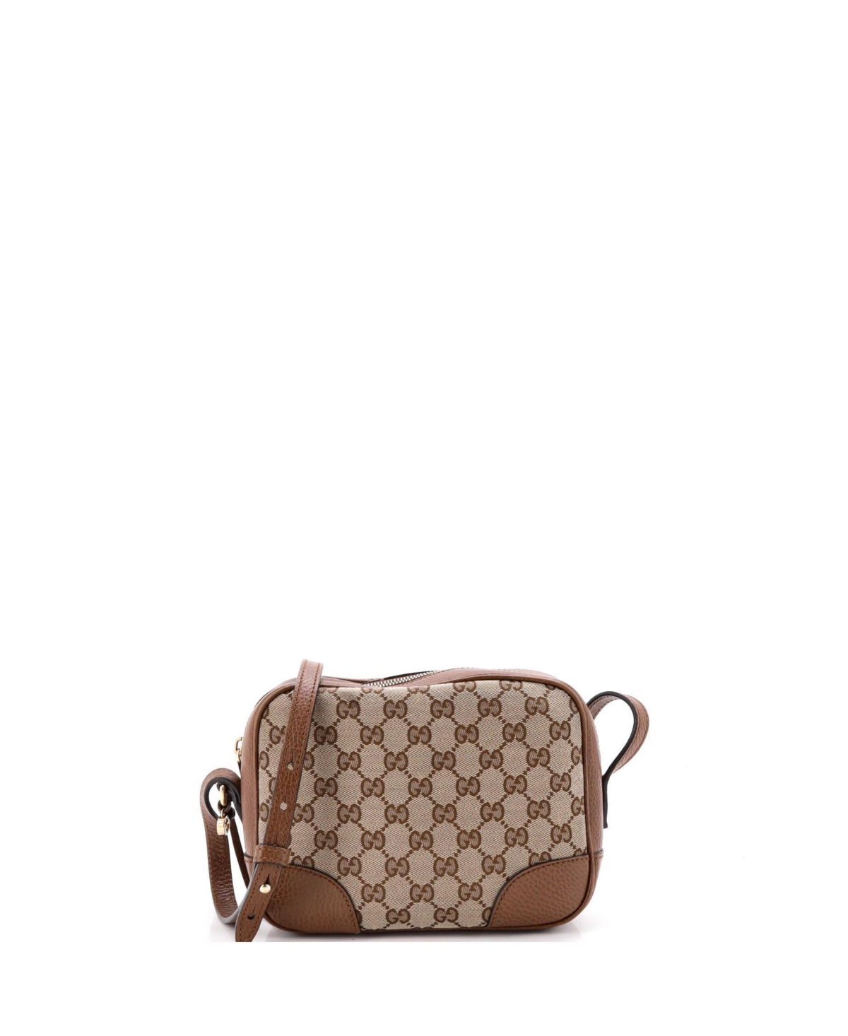 Pre-Owned Gucci Mini Bree Disco Crossbody Bag Gg Canvas with Leather - Brown