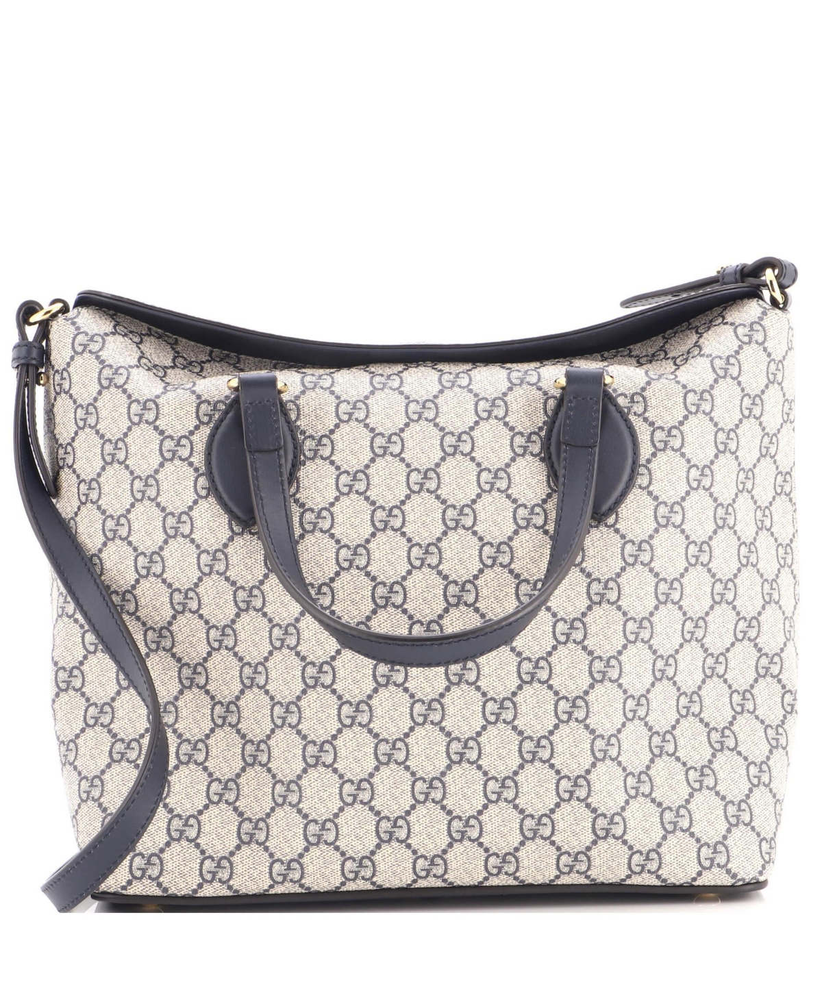 Pre-Owned Gucci Signature Fold Over Medium Coated Canvas with Leather Tote - Grey