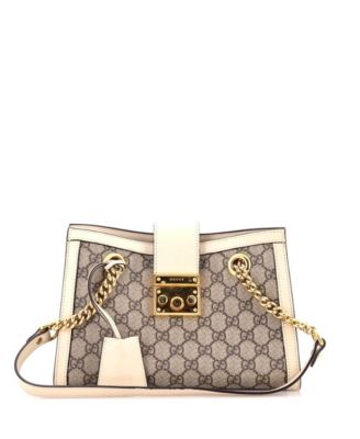 Small Padlock Chain GG Coated Canvas Tote, 10"W x 7"H x 3"D